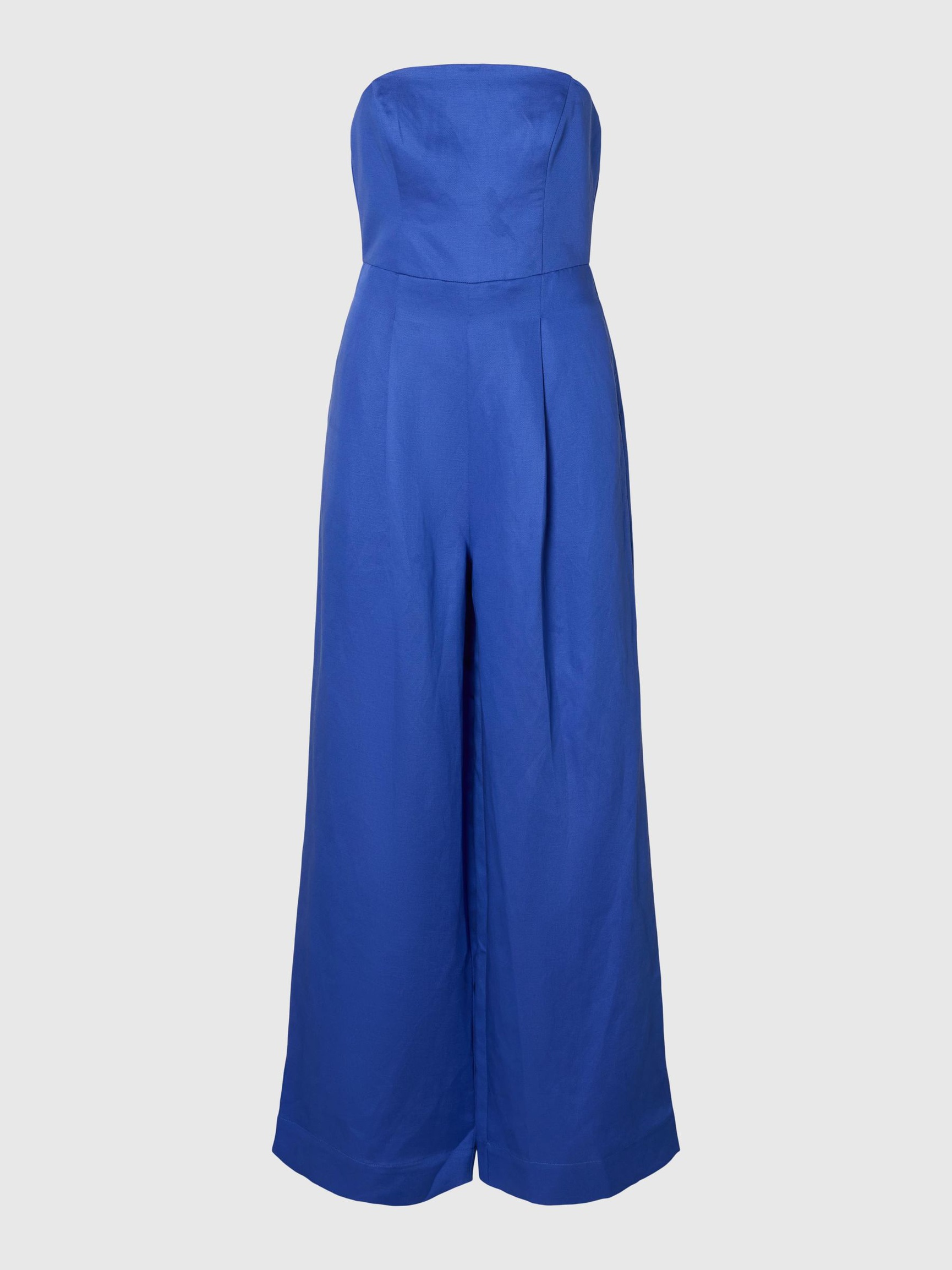LINEN BLEND JUMPSUIT, Dazzling Blue, highres
