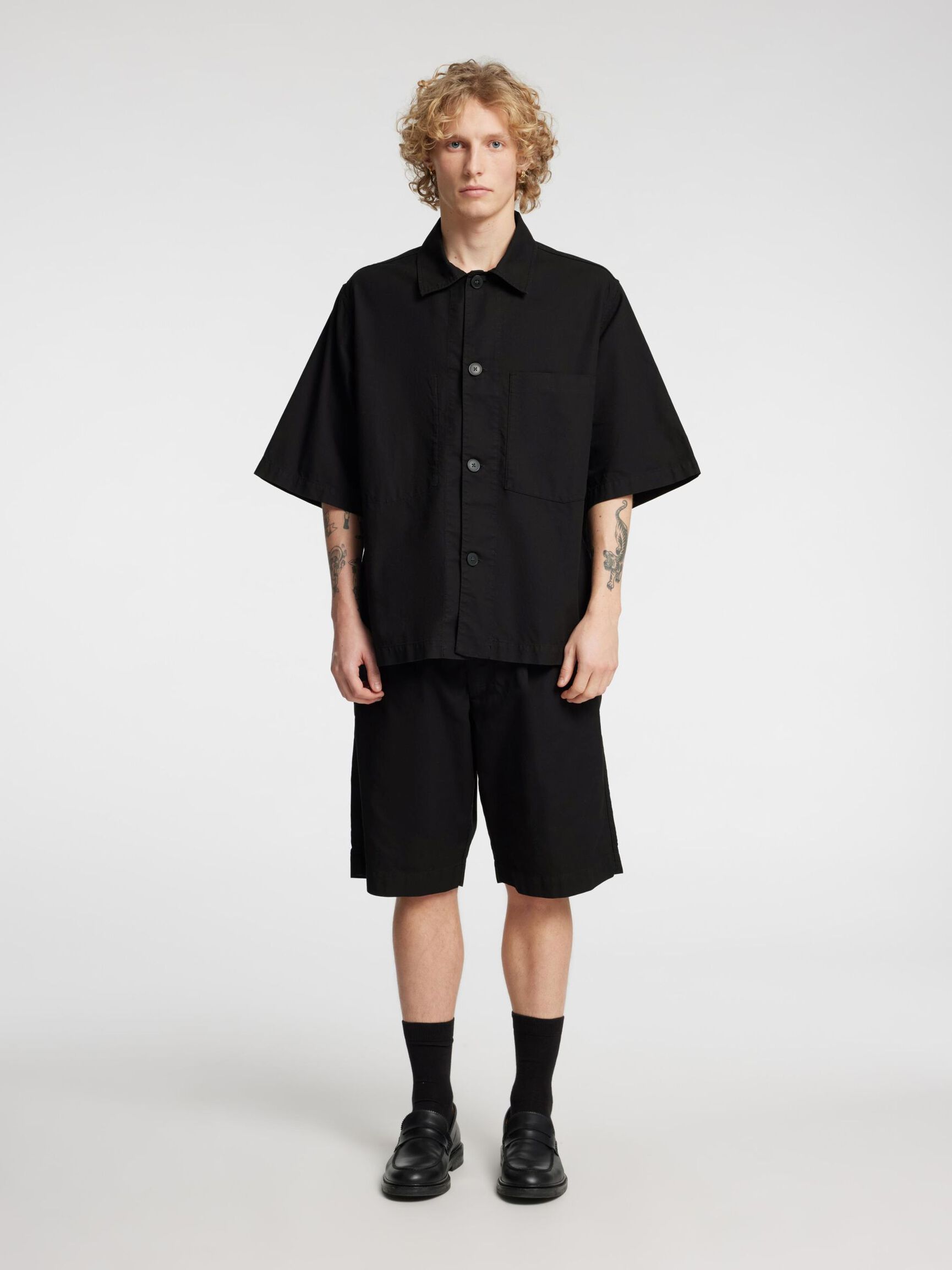 LOOSE FIT SHORTS, Black, highres