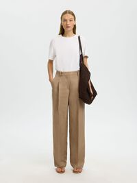 LINEN BLEND TROUSERS, White Pepper, highres