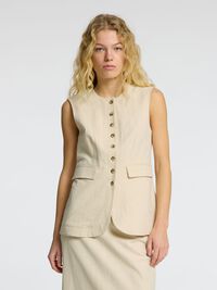 TAILORED LINEN BLEND WAISTCOAT, Sandshell, highres