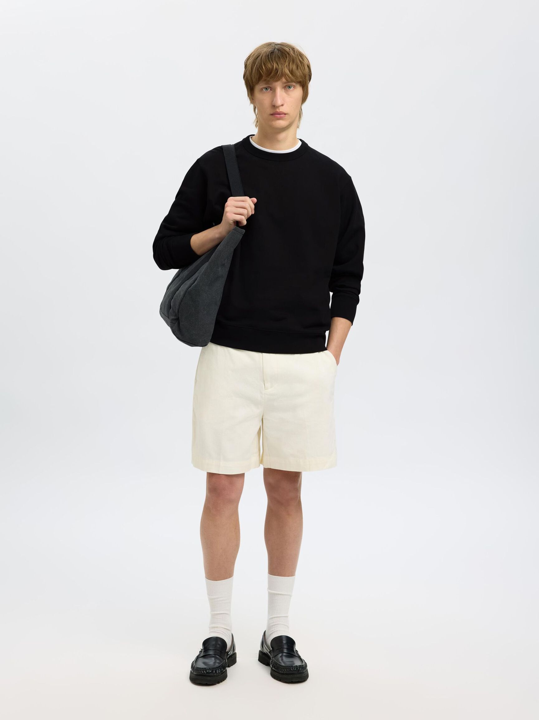 100% COTTON SWEATSHIRT, Black, highres