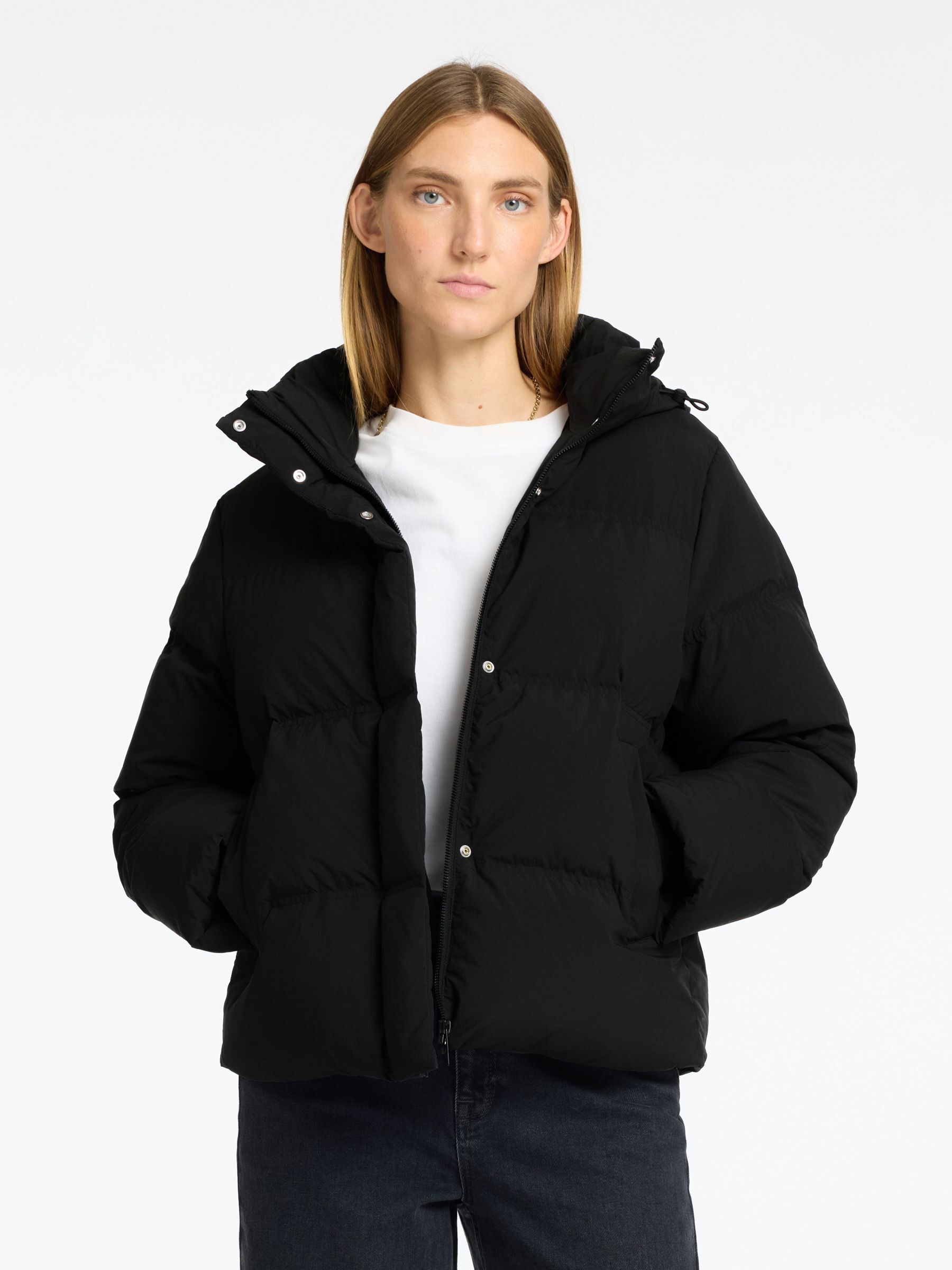 SHORT PUFFER JACKET, Black, highres