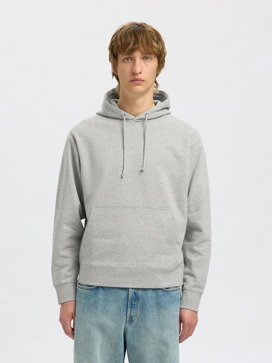 Selected 100% BAUMWOLL HOODIE, Light Grey Melange, highres - 16100000_LightGreyMelange_003.jpg