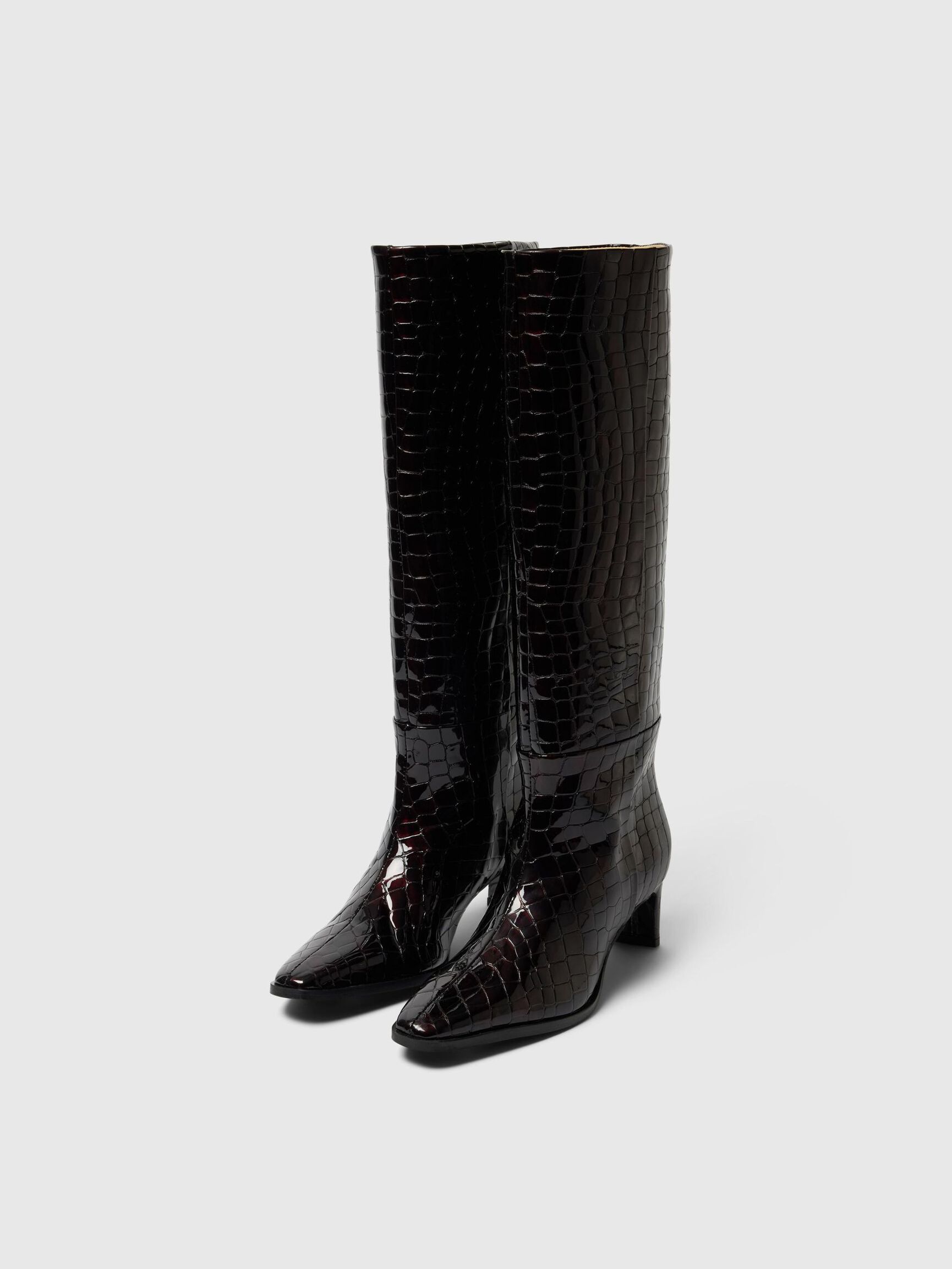 LEATHER HEELED BOOTS, Fig, highres