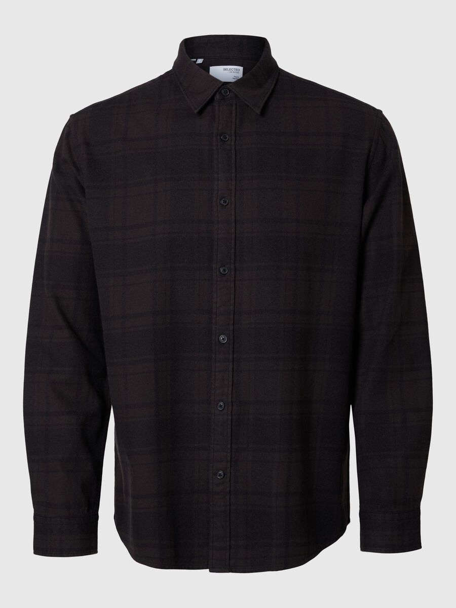 Selected LONG SLEEVED FLANNEL SHIRT, Chocolate Torte, highres - 16095733_ChocolateTorte_1143968_001.jpg