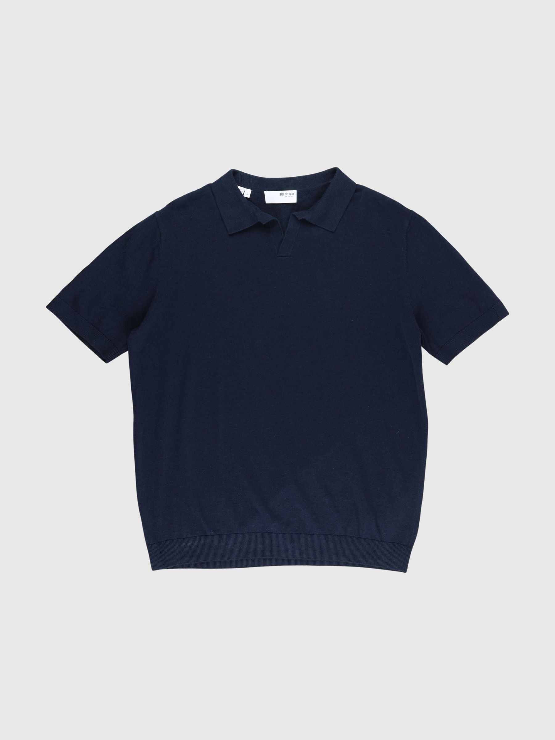 KORTÆRMET STRIKKET POLOSHIRT, Sky Captain, highres