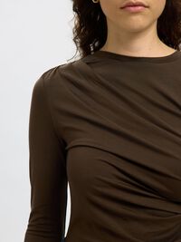 DRAPED LONG SLEEVED TOP, Delicioso, highres