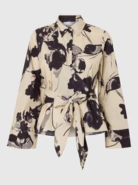 PRINTET SLÅ-OM-BLUSE, Birch, highres