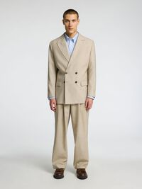 100% WOOL SUIT TROUSERS, Egret, highres