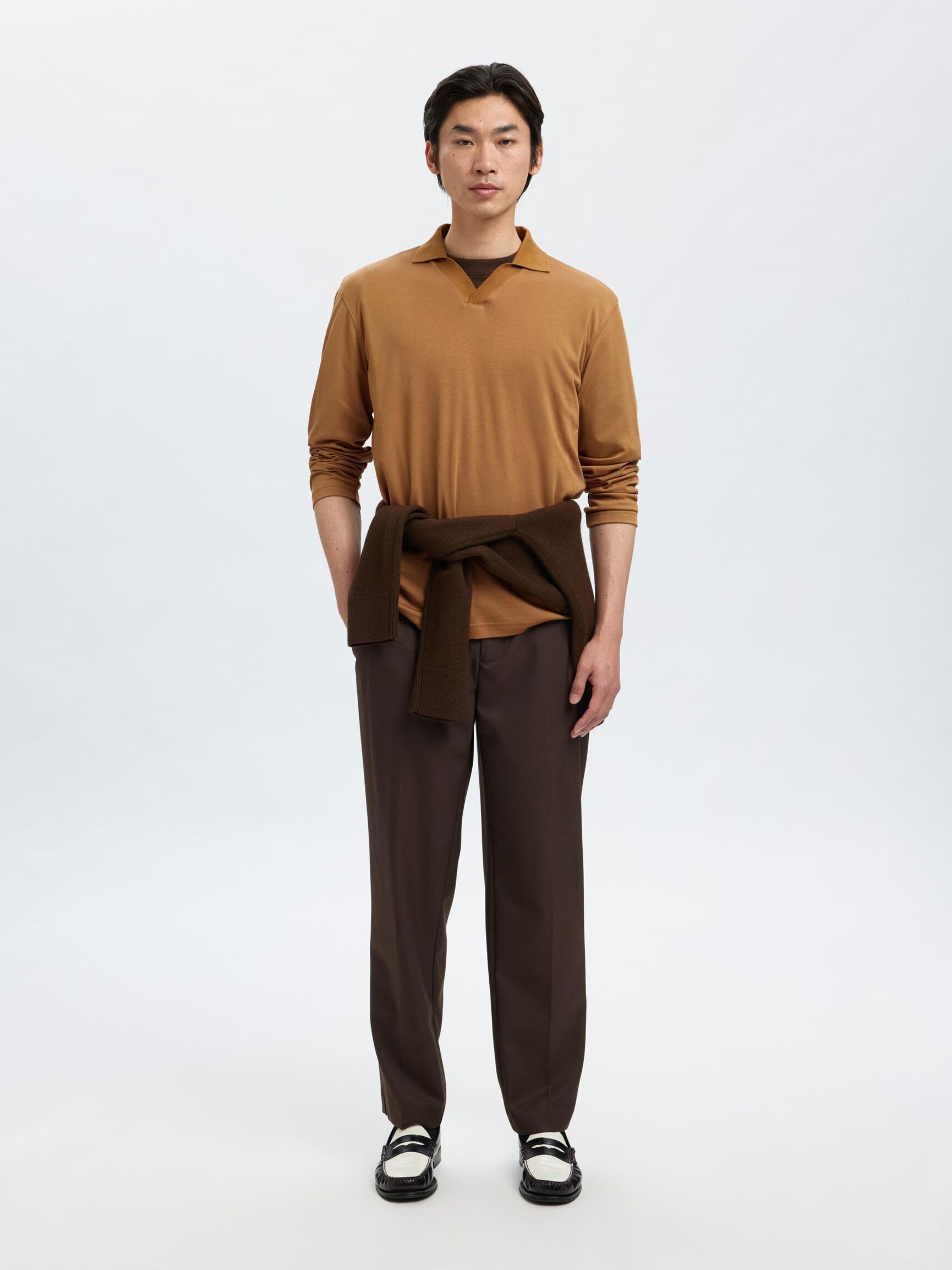 COTTON BLEND POLO SHIRT, Chipmunk, highres