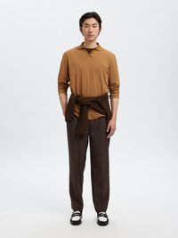 COTTON BLEND POLO SHIRT, Chipmunk, highres