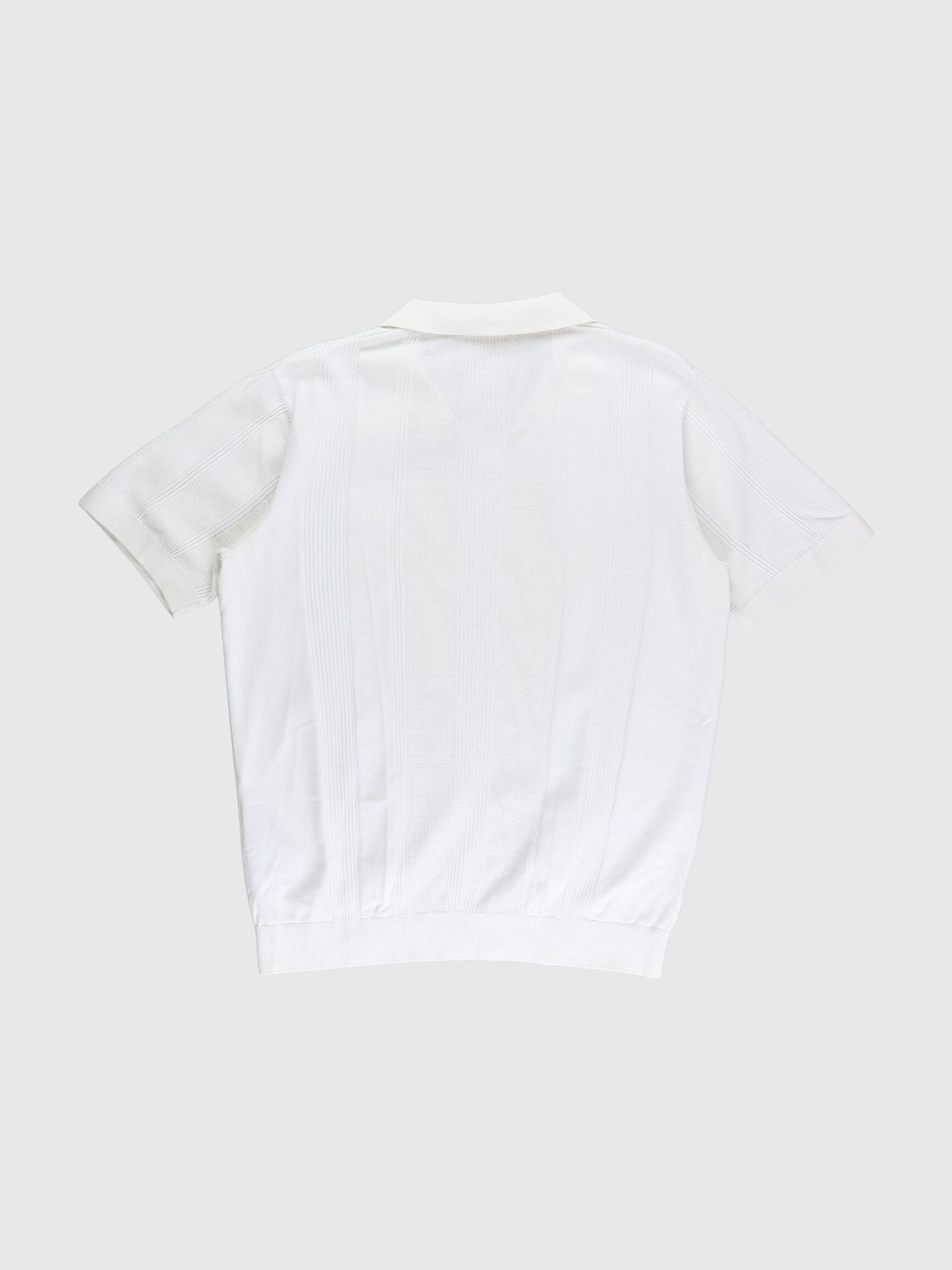 KORTÆRMET STRIKKET POLOSHIRT, Egret, highres