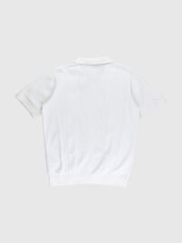KORTÆRMET STRIKKET POLOSHIRT, Egret, highres