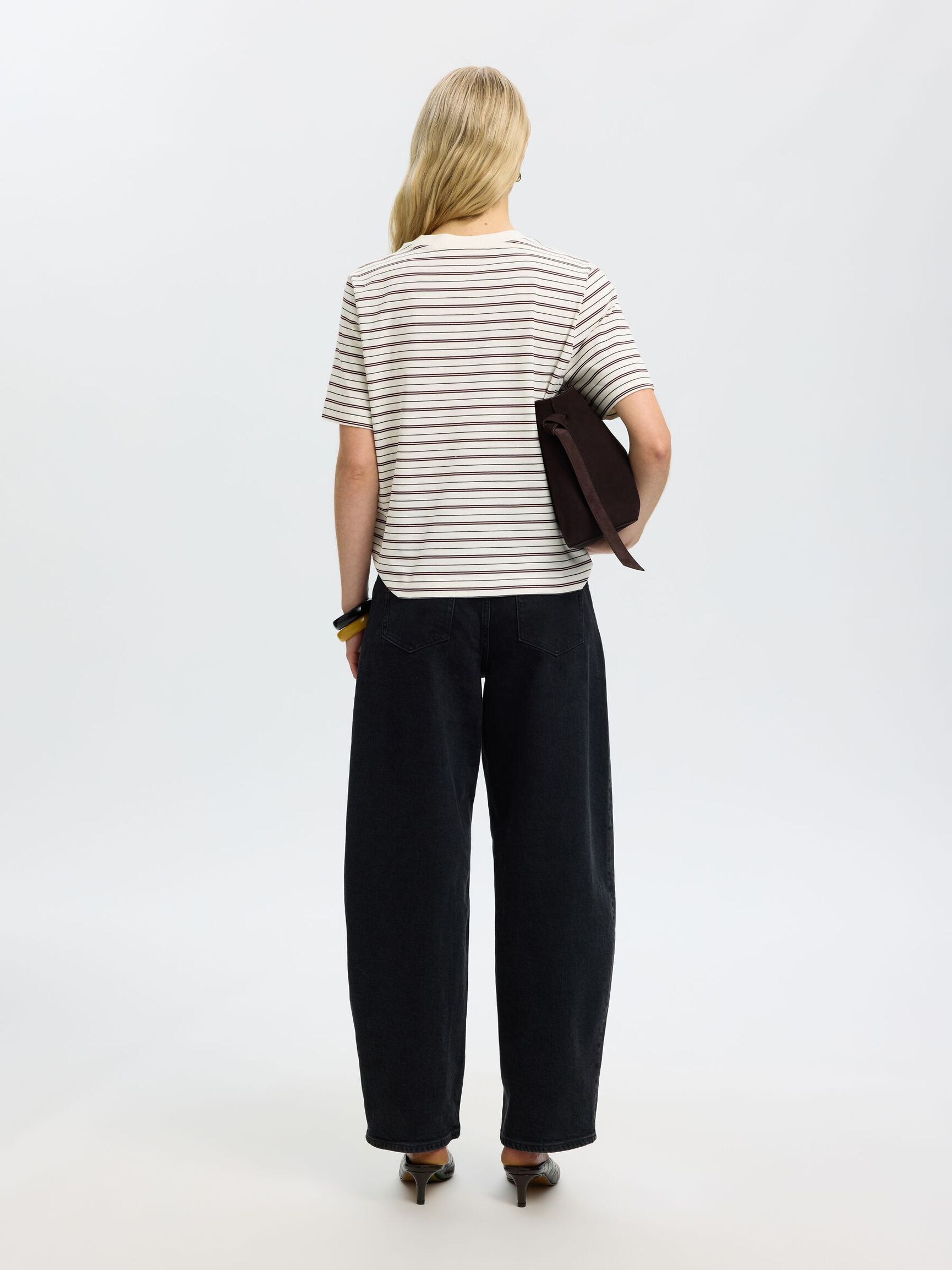 STRIPED BOXY FIT T-SHIRT, Tawny Port, highres