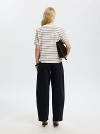 STRIPED BOXY FIT T-SHIRT, Tawny Port, highres