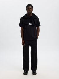 REGULAR FIT PRINTED CREWNECK T-SHIRT, Black, highres