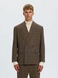 RELAXED FIT WOLLGEMISCH ZWEIREIHIGER BLAZER, Medium Brown Melange, highres