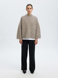 WOOL BLEND  PULLOVER, Steel Gray, highres