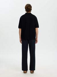 RELAXED FIT POLOHEMD AUS STRICK, Black, highres