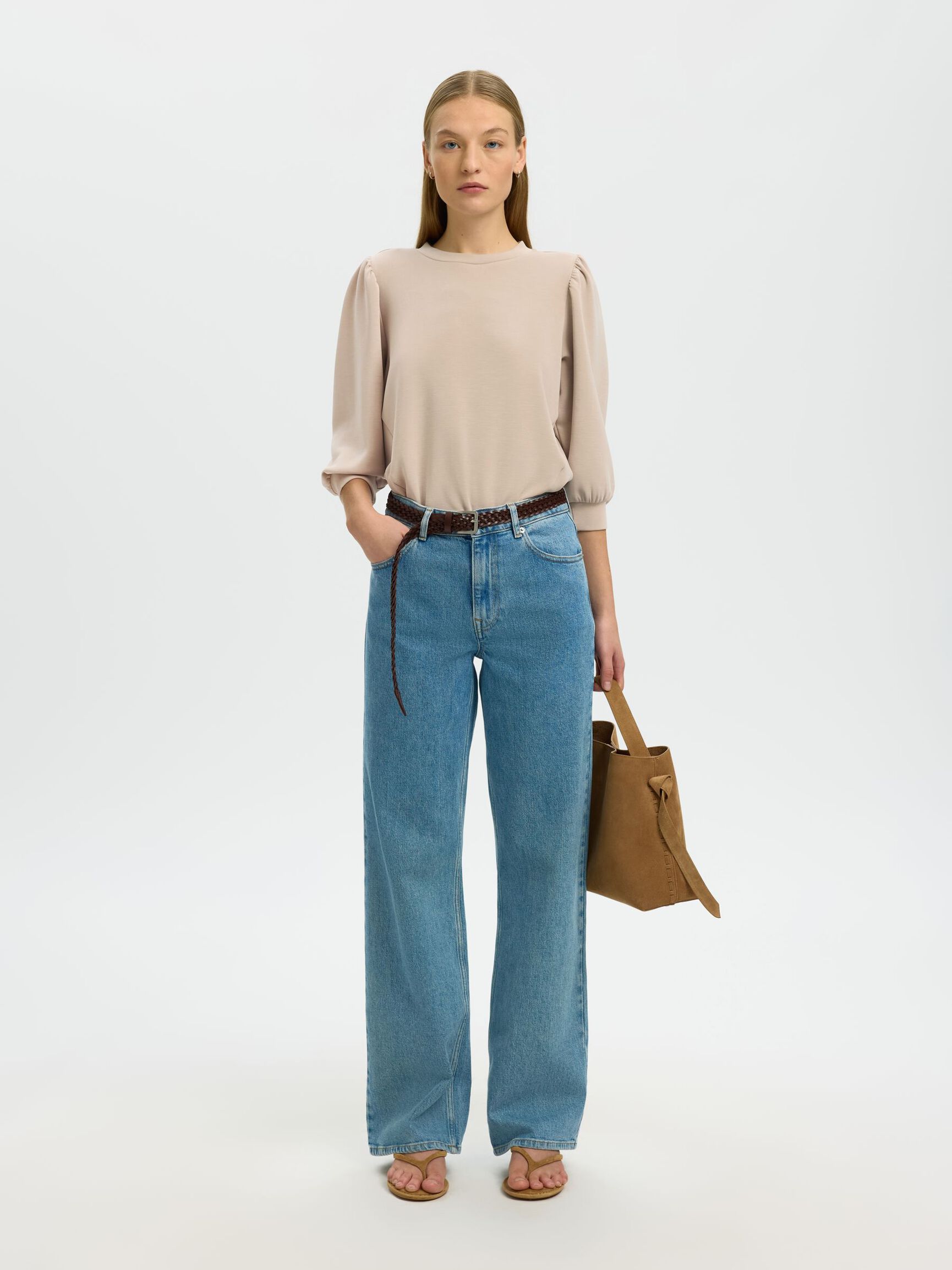 PUFF SLEEVE SWEATSHIRT, Pure Cashmere, highres