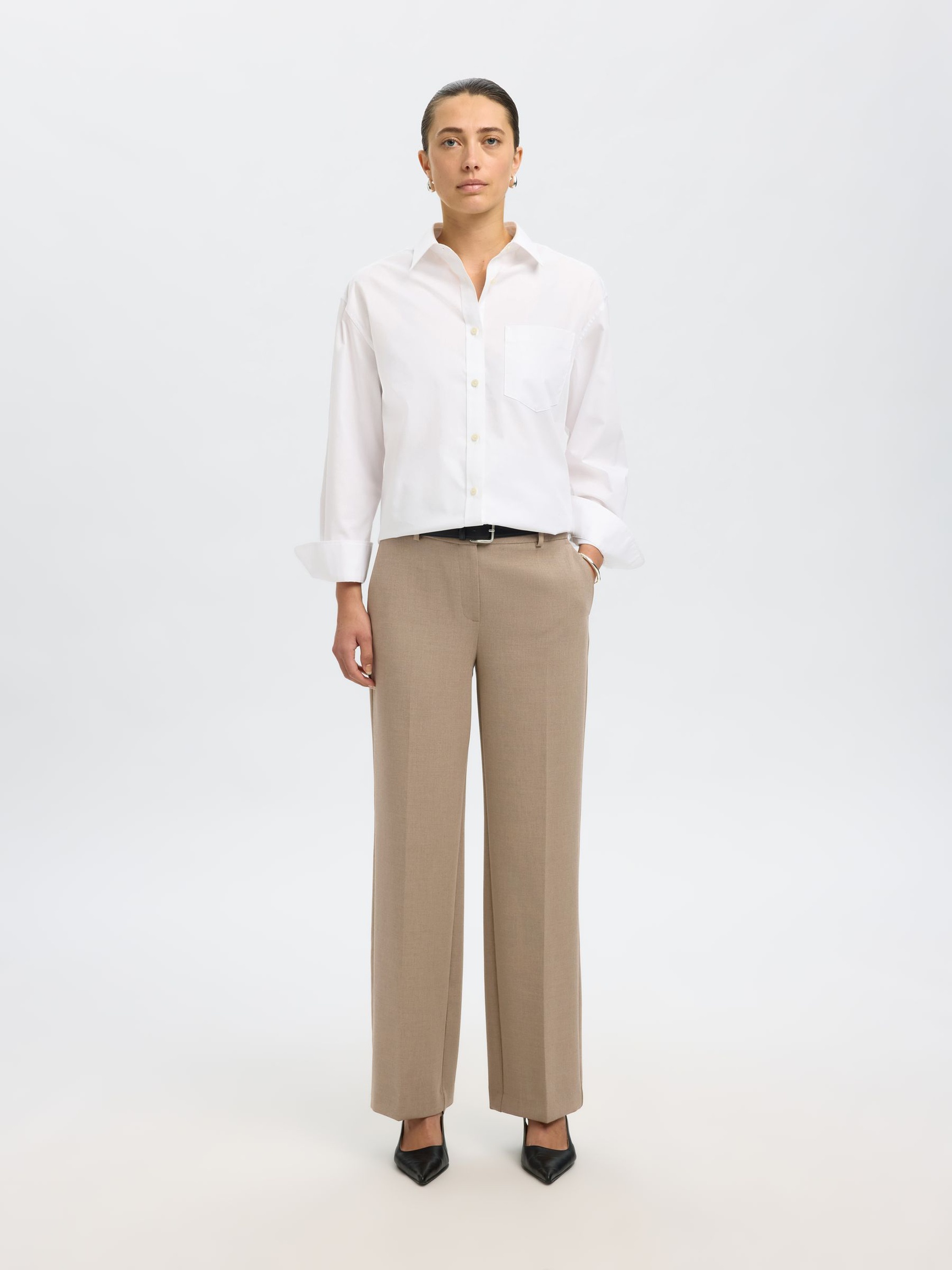 VISCOSE BLEND TROUSERS, Camel, highres