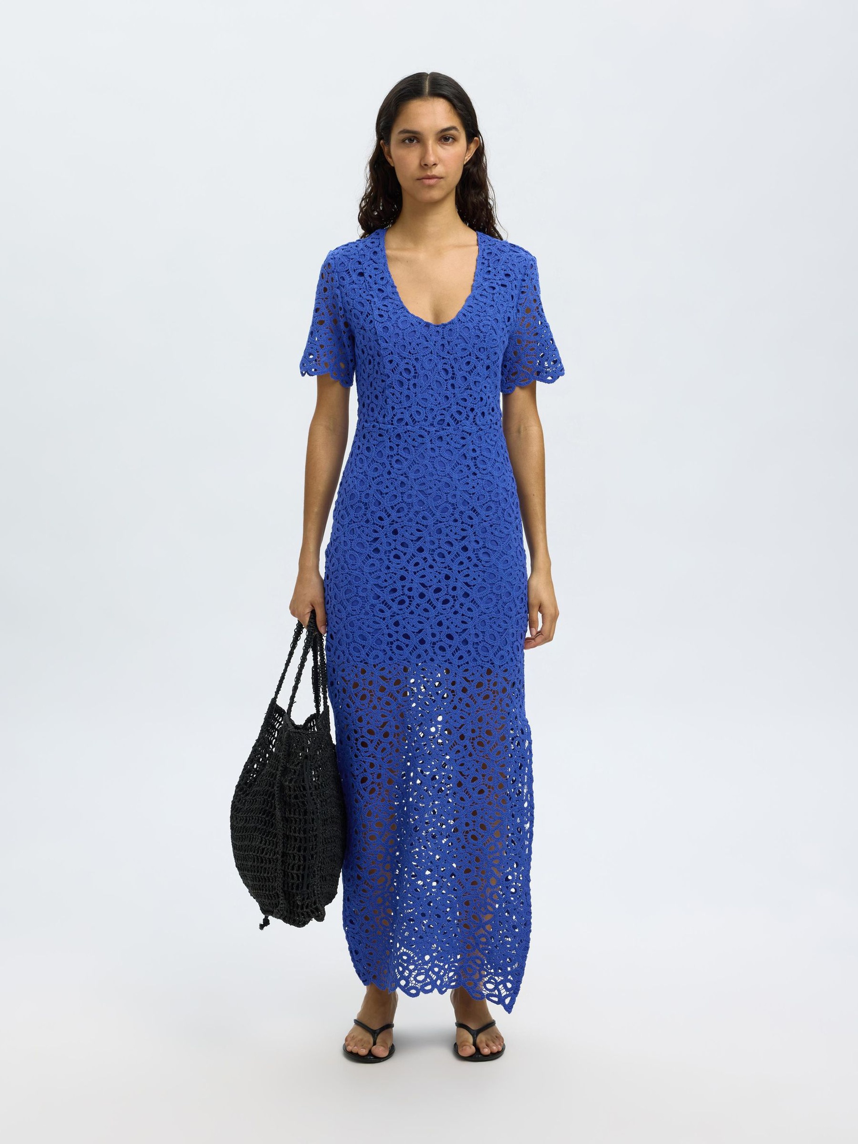 HÄKEL-LOOK MAXIKLEID, Dazzling Blue, highres