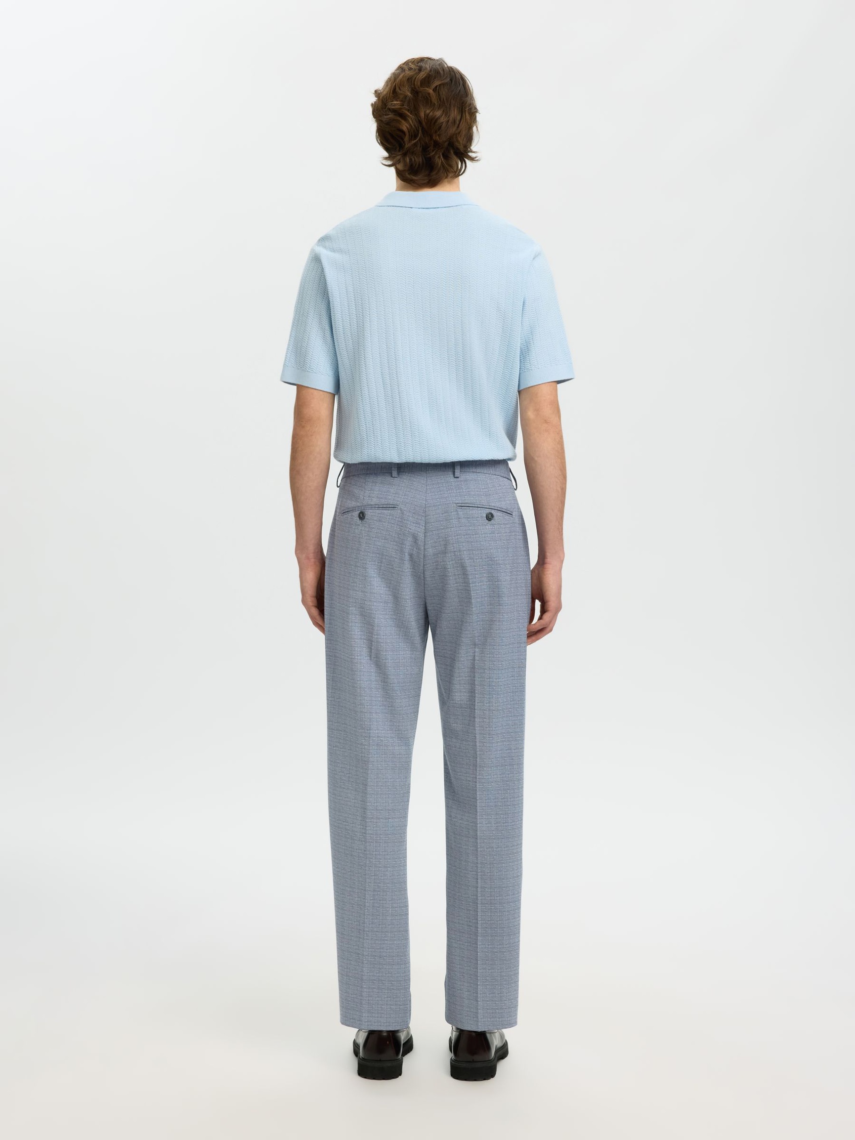 REGULAR FIT WOOL BLEND SUIT TROUSERS, Medium Blue Melange, highres