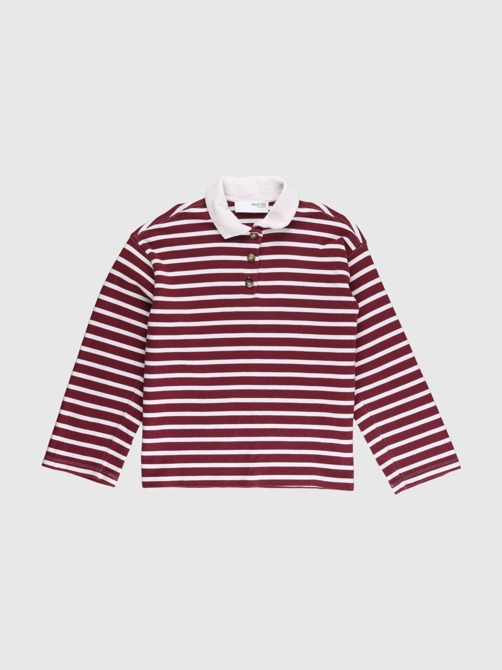 STREIFEN LANGARM-POLOSHIRT, Zinfandel, highres