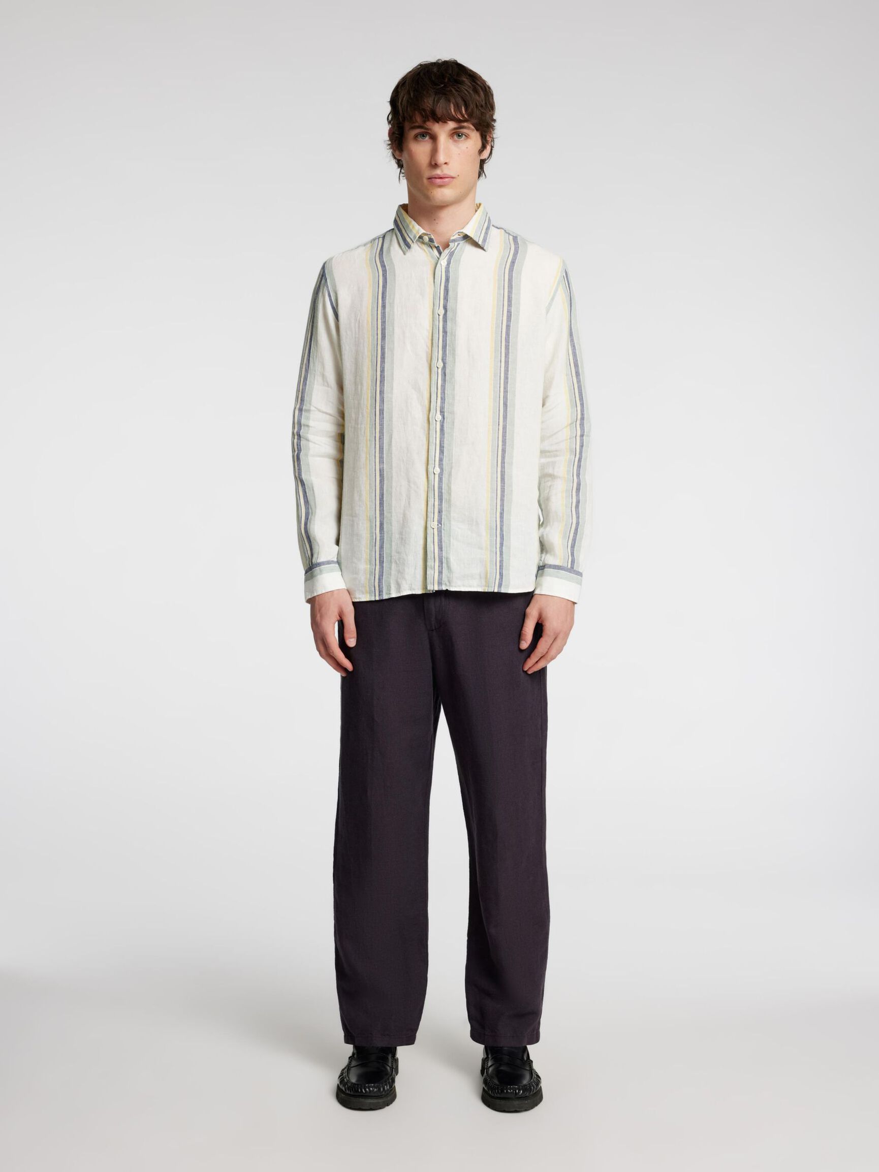 LANGE MOUWEN LINNEN BLOUSE, Egret, highres