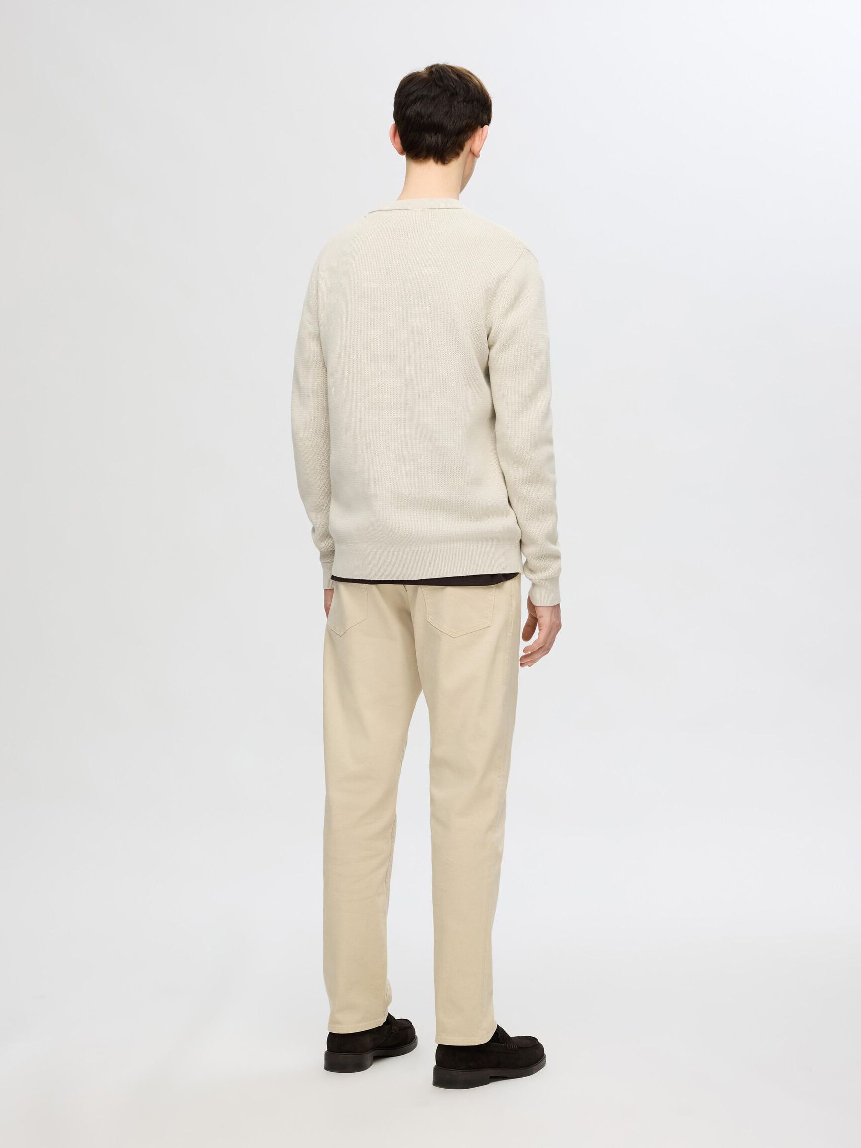 KNITTED ZIP-FRONT CARDIGAN, Oatmeal, highres