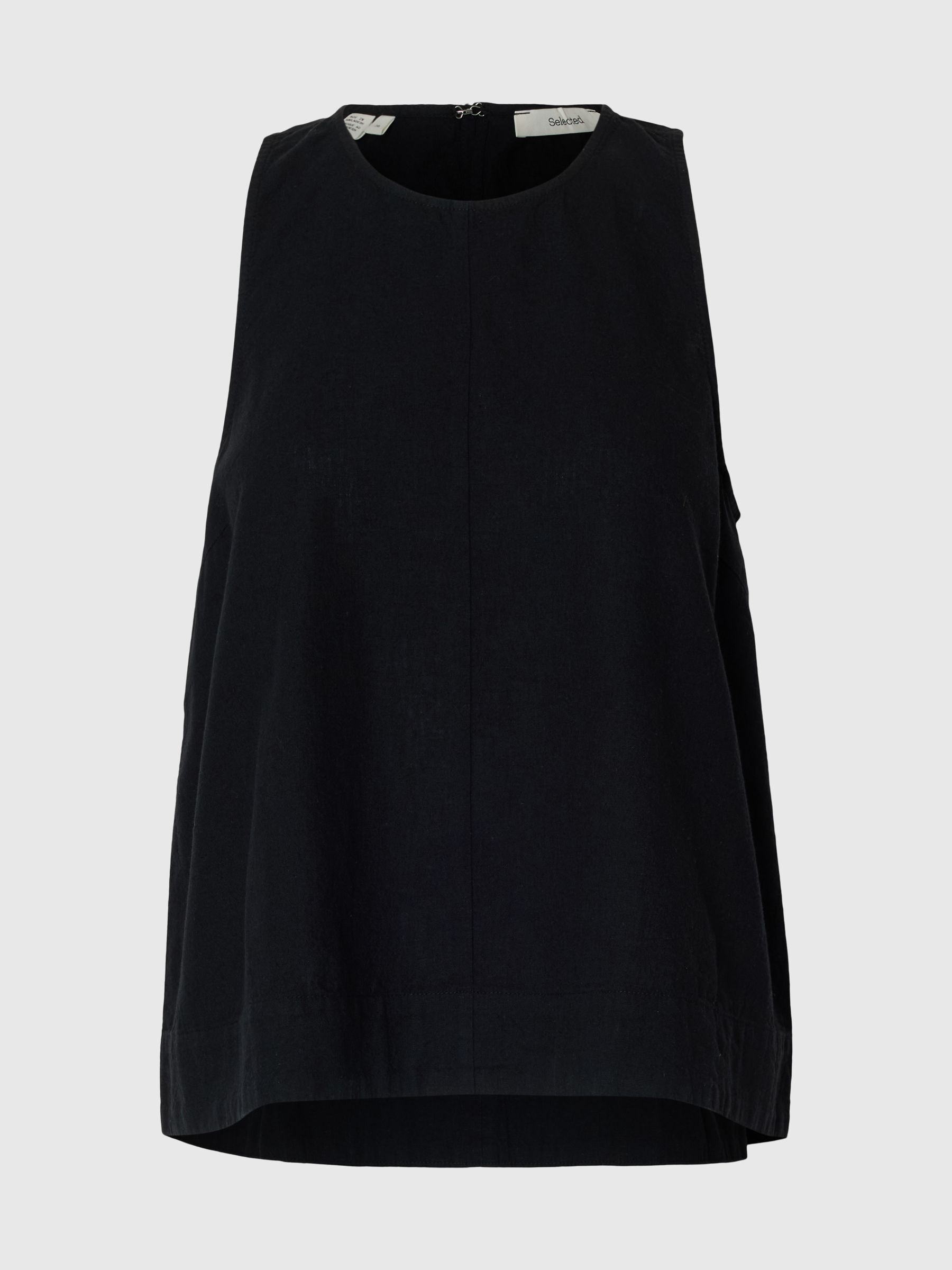 ÆRMELØS TOP I HØRBLANDING, Black, highres