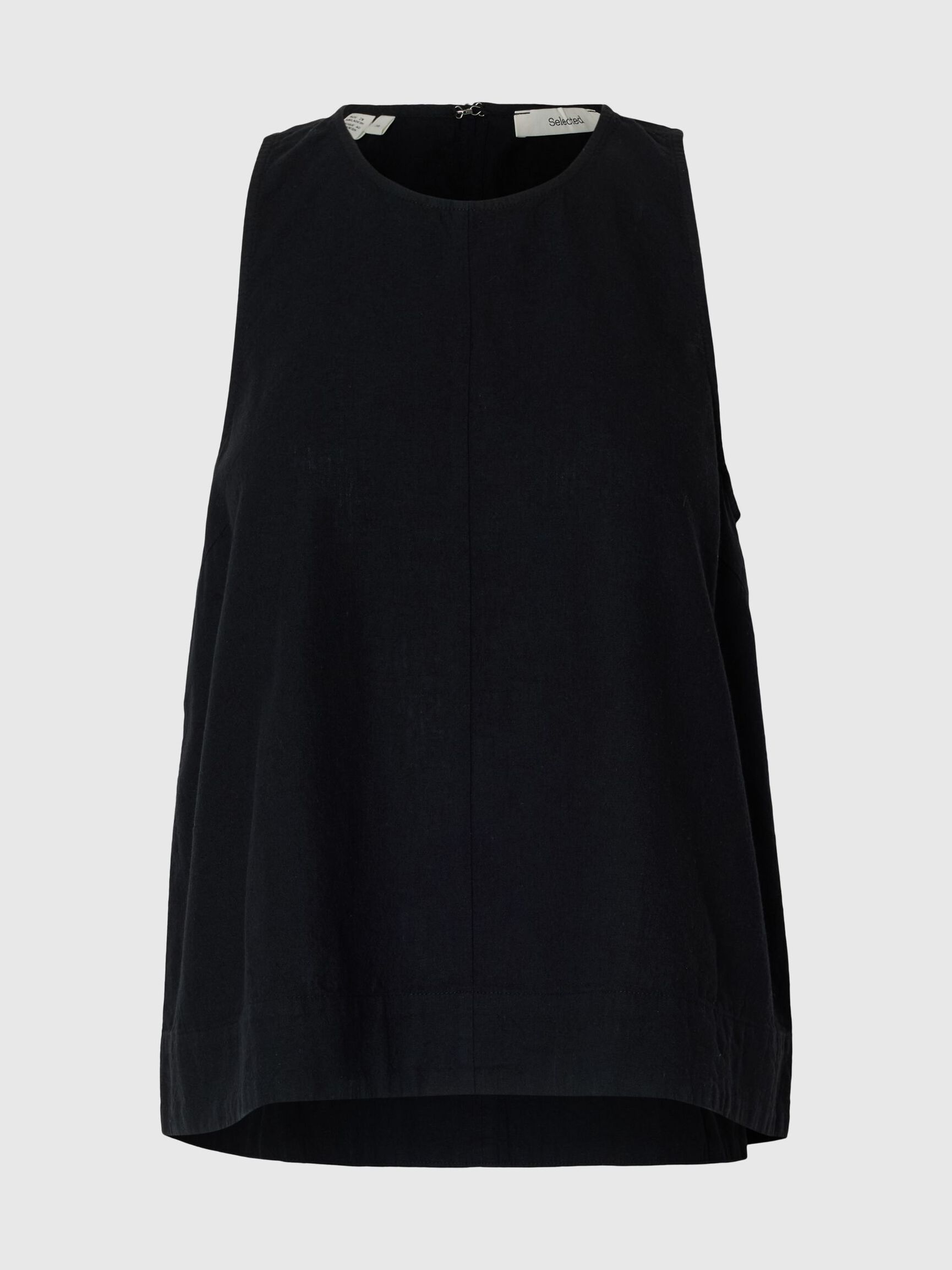 ÆRMELØS TOP I HØRBLANDING, Black, highres