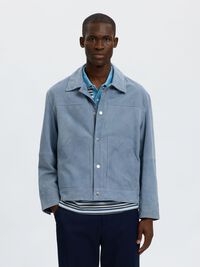 SUEDE JACKET, Blue Mirage, highres