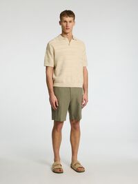 REGULAR FIT LINEN-BLEND SHORTS, Vetiver, highres