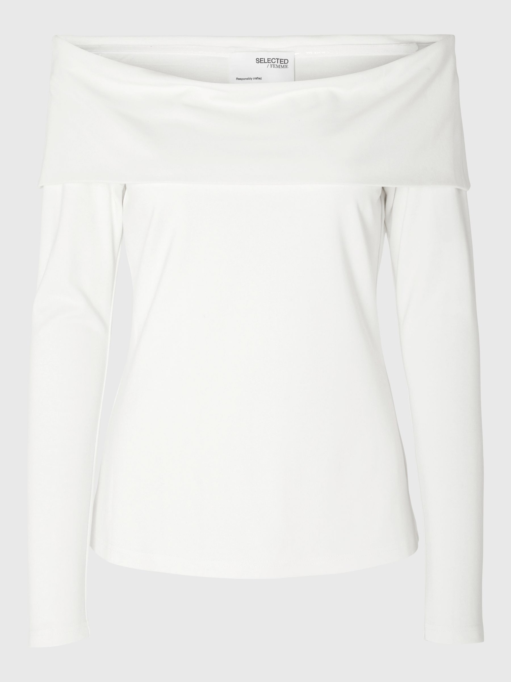 VISCOSE BLEND OFF-SHOULDER TOP, Snow White, highres