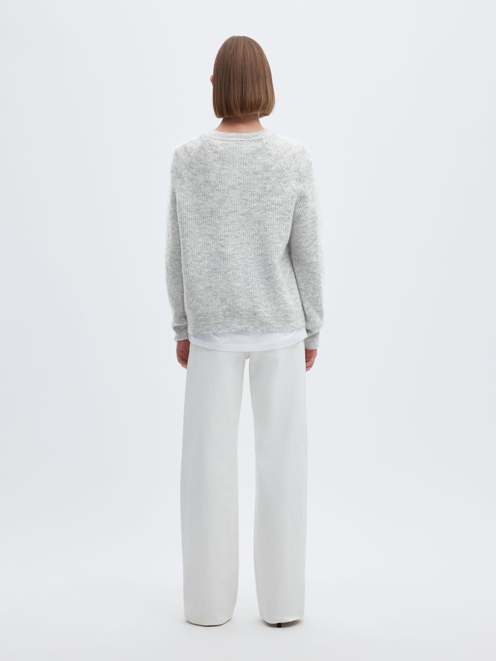WOOL BLEND CARDIGAN, Light Grey Melange, highres