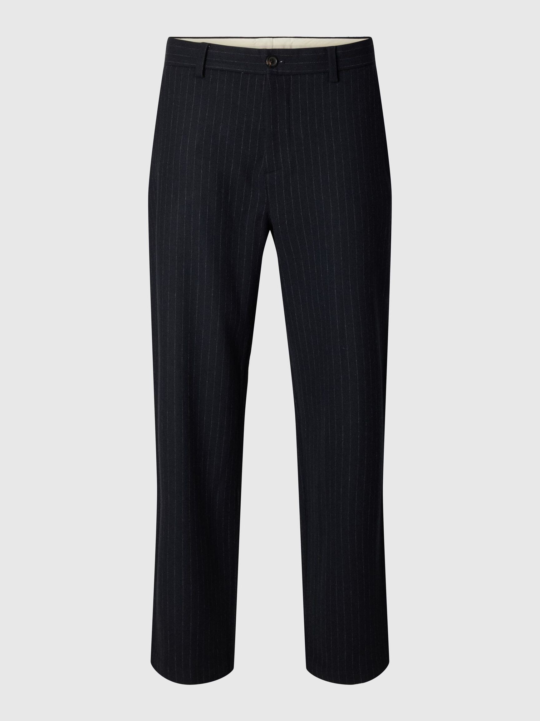 WOOL BLEND LOOSE-FIT TROUSERS, Dark Navy, highres