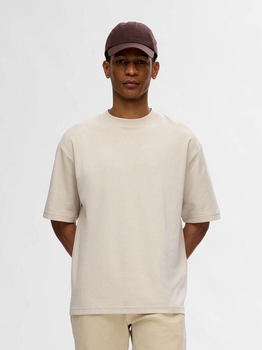 Selected LOOSE FIT T-SHIRT, Oatmeal, highres - 16094143_Oatmeal_003.jpg