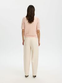 SHORT SLEEVED KNITTED CARDIGAN, Pale Dogwood, highres