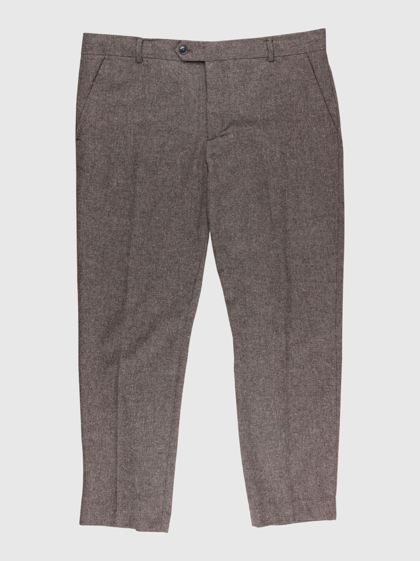 CHECKED WOOL BLEND SUIT TROUSERS, Brownie, highres