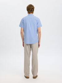 COTTON BLEND SHORT SLEEVED SHIRT, Cashmere Blue, highres