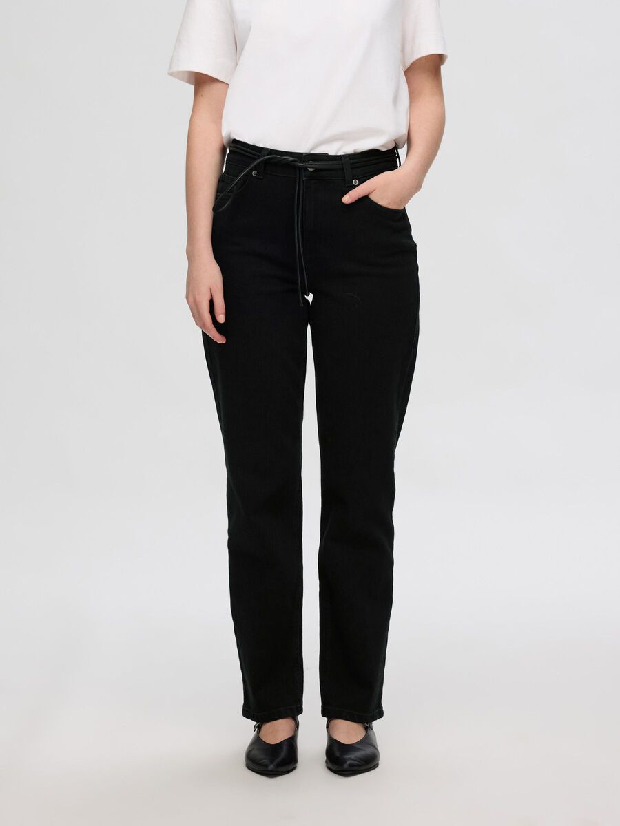 Selected SCHWARZE STRAIGHT FIT JEANS, Black, highres - 16096679_Black_003.jpg