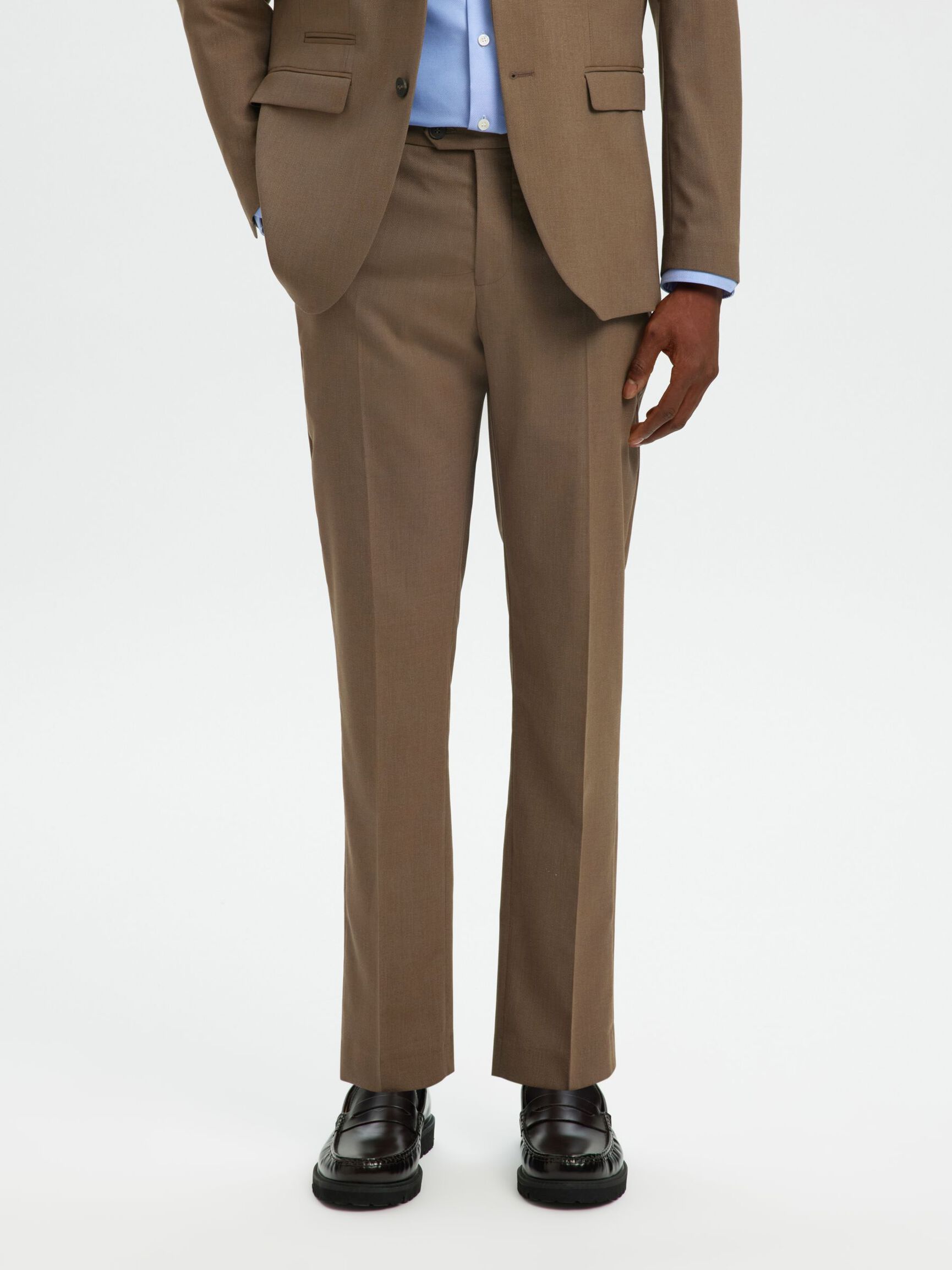 WOVEN WOOL BLEND TROUSERS, Kelp, highres