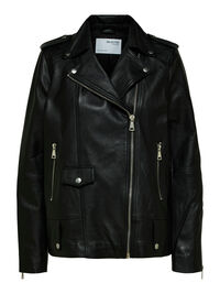 OVERSIZED LÆDERJAKKE, Black, highres