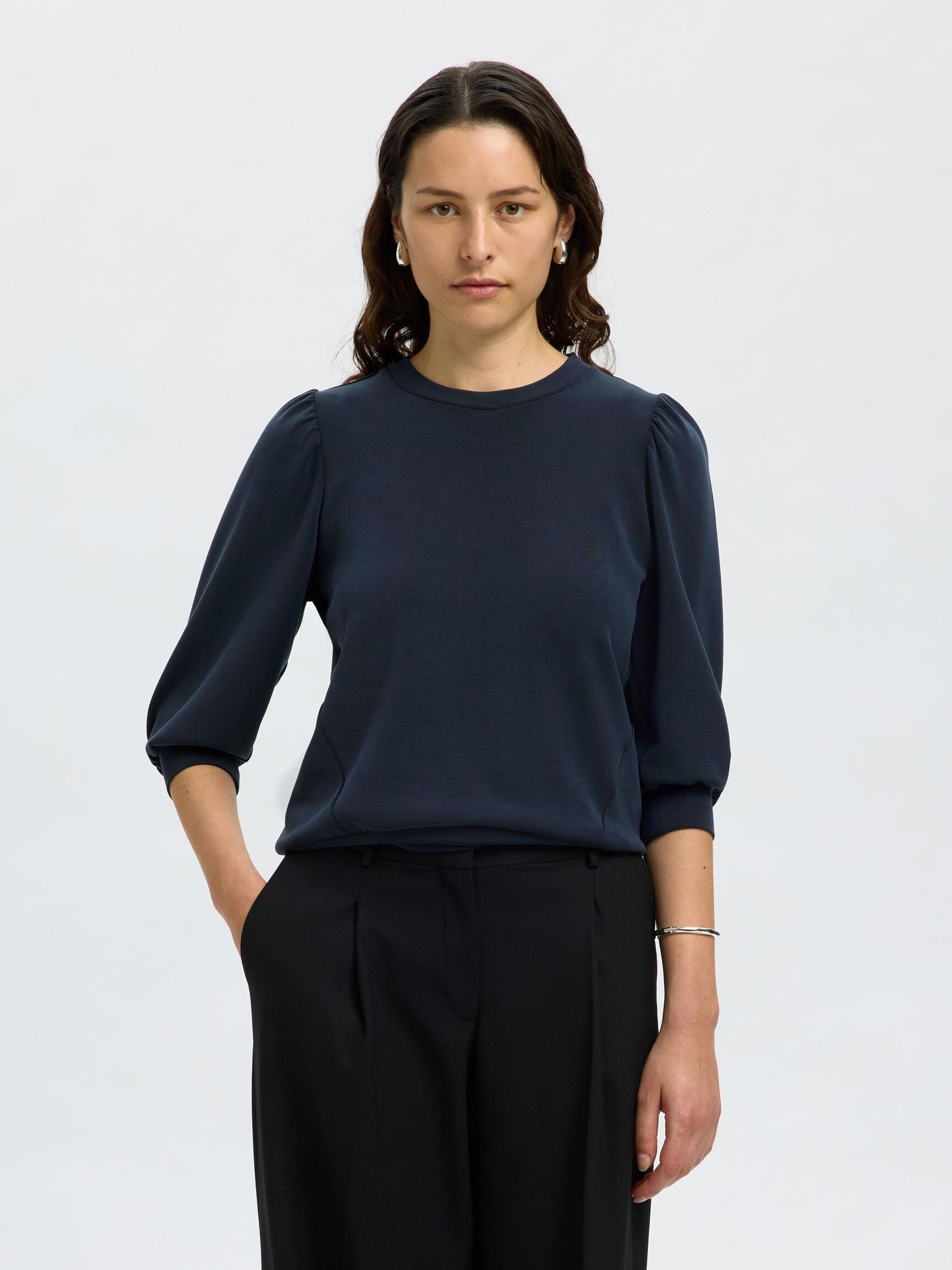 PUFF SLEEVE SWEATSHIRT, Dark Sapphire, highres