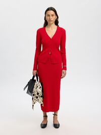 VISCOSE BLEND MIDI SKIRT, Equestrian Red, highres