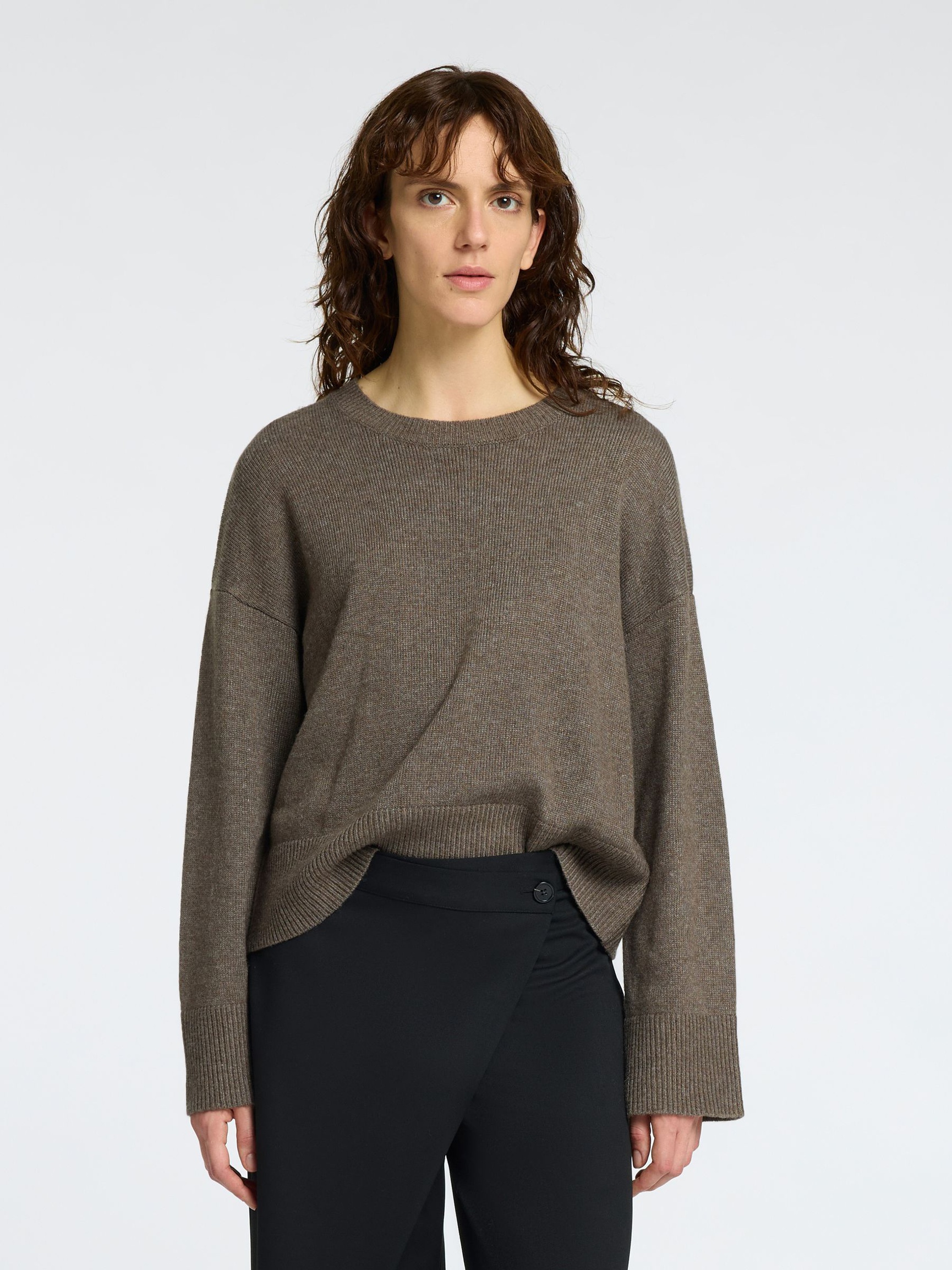 LOOSE FIT WOOL BLEND JUMPER, Morel, highres