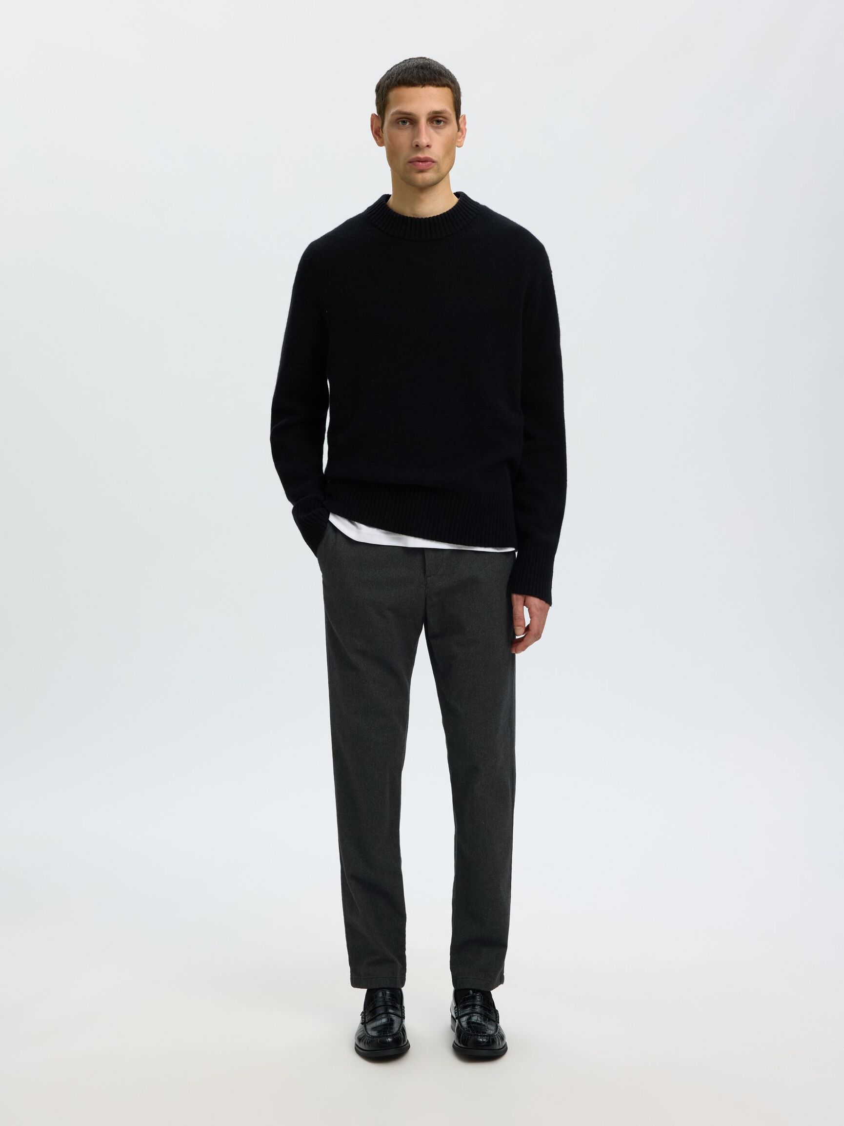 175 SLIM-FIT BRUSHED CHINOS, Dark Grey, highres