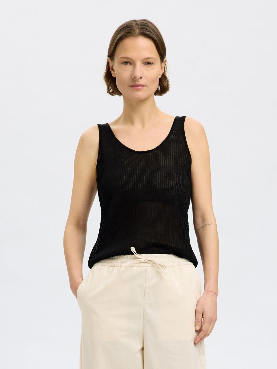 Selected SLEEVELESS KNITTED TOP, Black, highres - 16097551_Black_003.jpg