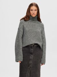WOLLGEMISCH HIGH NECK PULLOVER, Light Grey Melange, highres